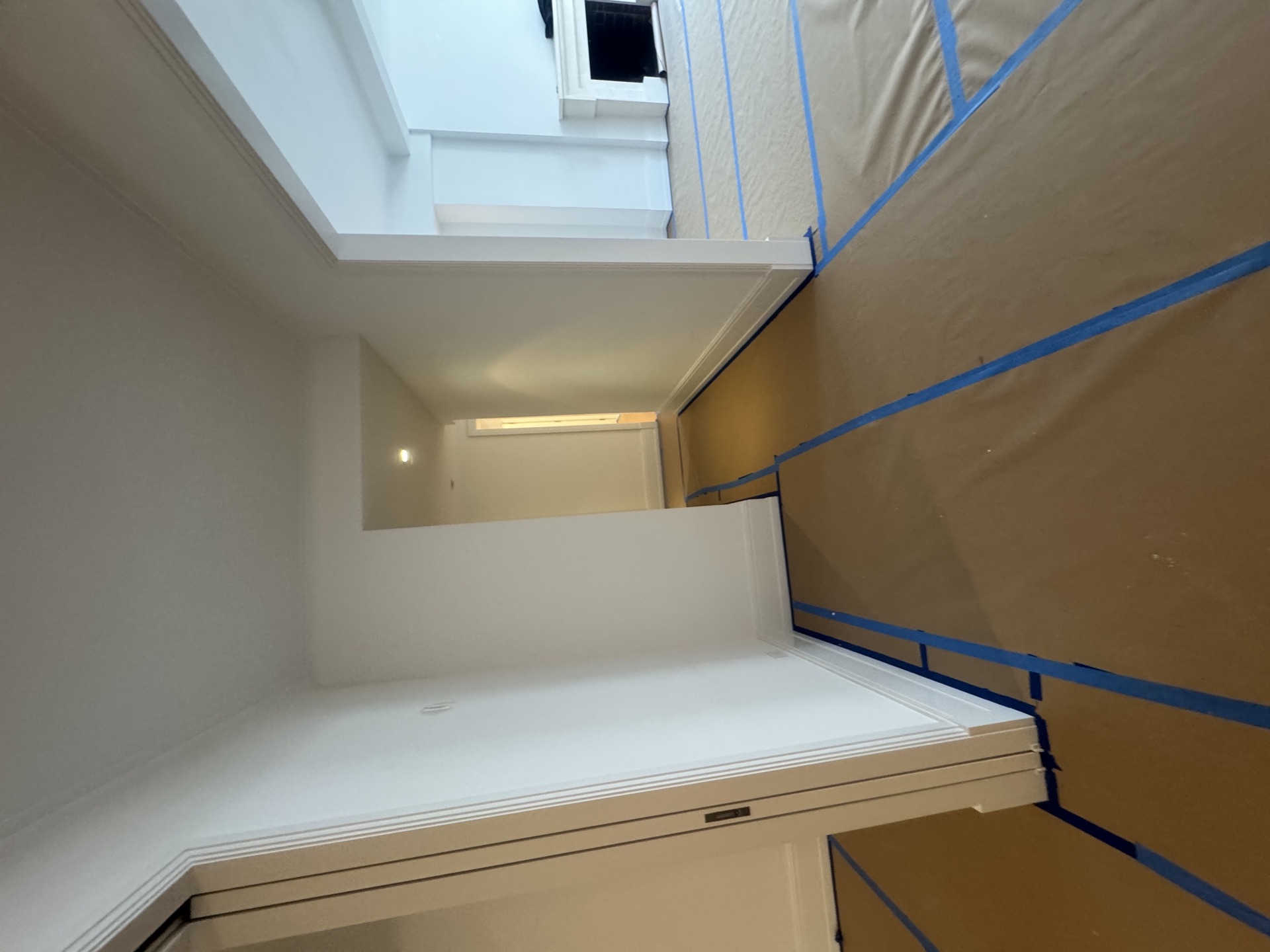 Hallway paint prep with kraft masking, Long Island